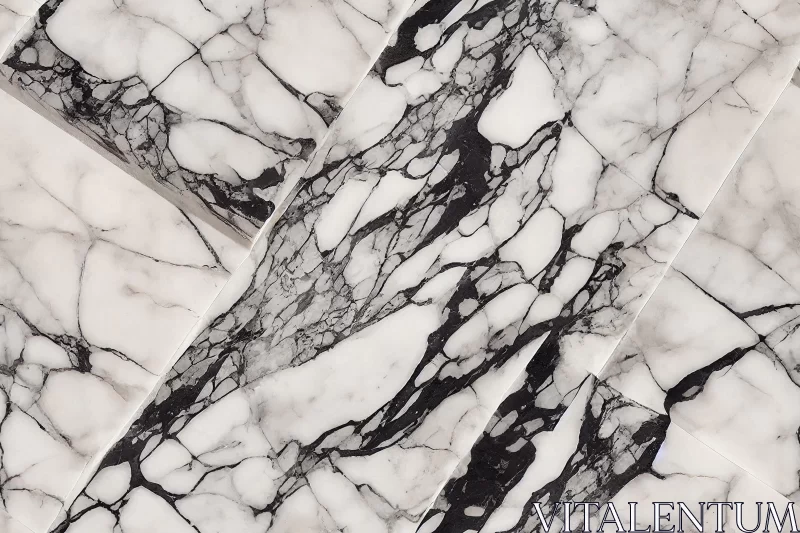 AI ART Black and White Marble Pattern Tile - Abstract Composition
