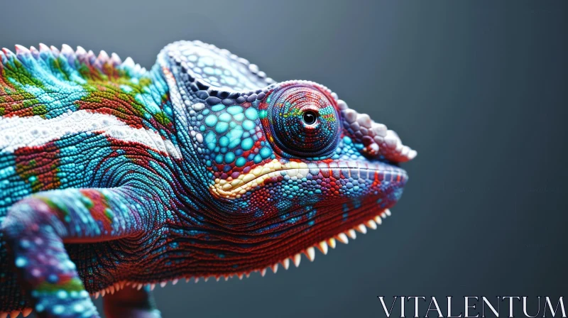 Close-up of a Colorful Chameleon | Mesmerizing Reptile Art AI Image
