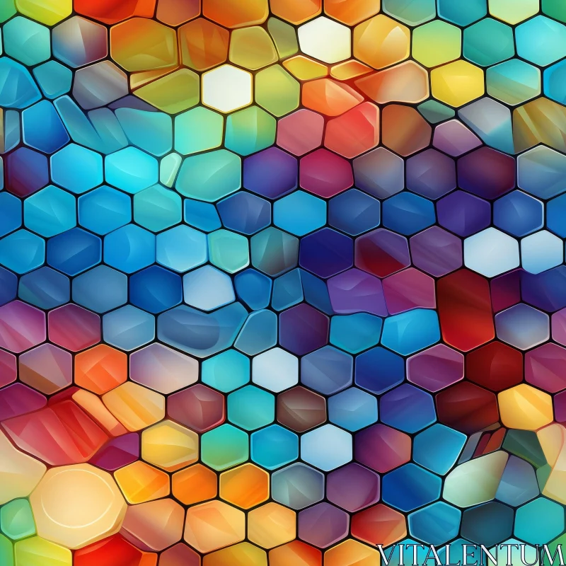 AI ART Colorful Hexagon Grid Pattern