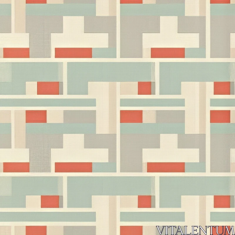 Cream Geometric Pattern with Gray and Red Rectangles AI Image