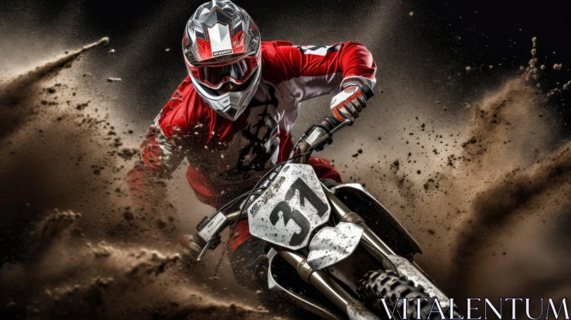 Dirt Bike Motocross Rider in Action AI Image