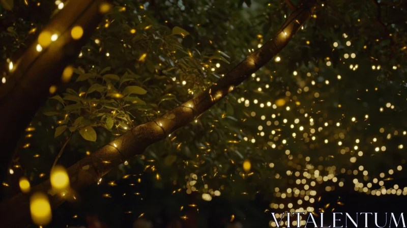 Mysterious Tree Branch with Lights: A Captivating Image AI Image