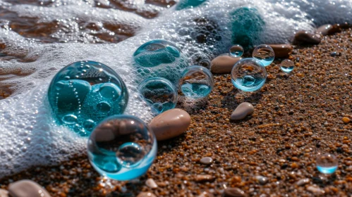 Tranquil Beach Close-up with Glass Balls | Serene Coastal Photography