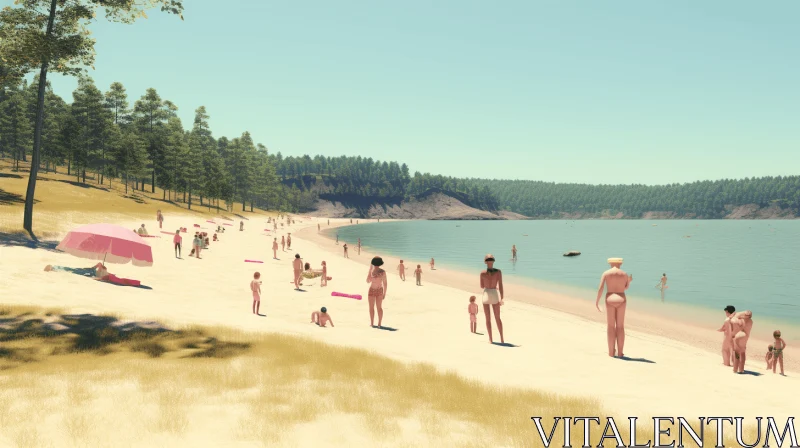 Captivating Beach Scene with Ray Tracing and Forestpunk Influences AI Image