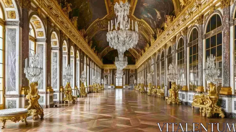 Hall of Mirrors in Palace of Versailles: A Glimpse of Opulence AI Image