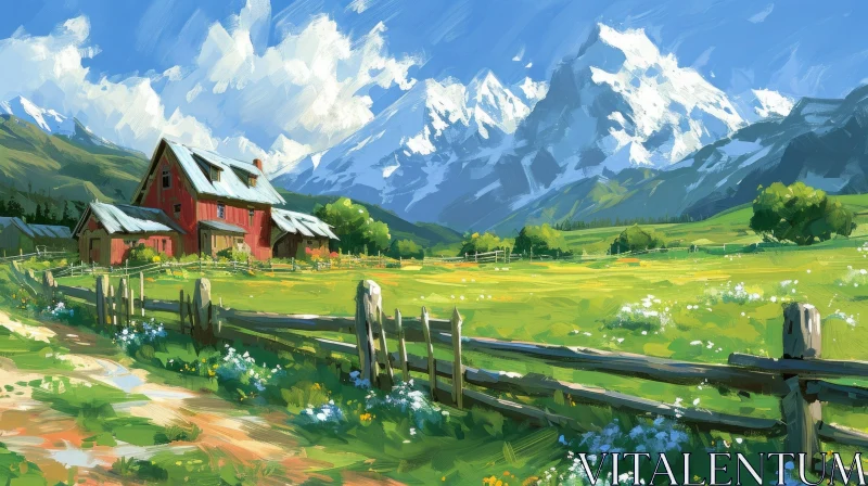 Serene Landscape Painting | Clear Afternoon | Nature Art AI Image