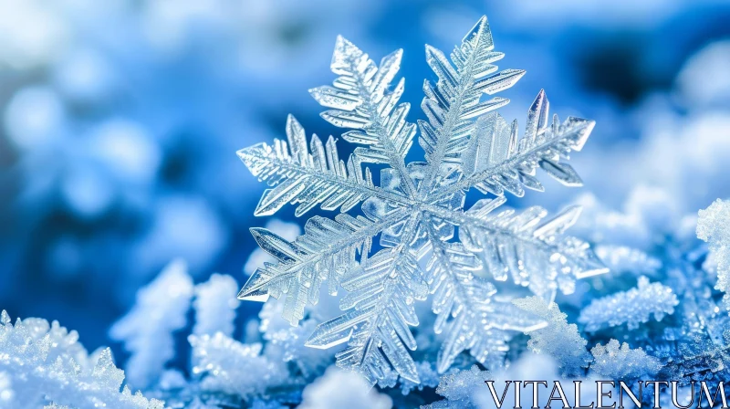 AI ART Beautiful Snowflake Close-up Image for Winter-themed Projects
