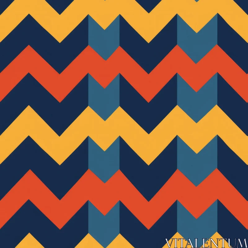 Retro Geometric Chevrons Seamless Pattern in Orange, Red, Blue, and Yellow