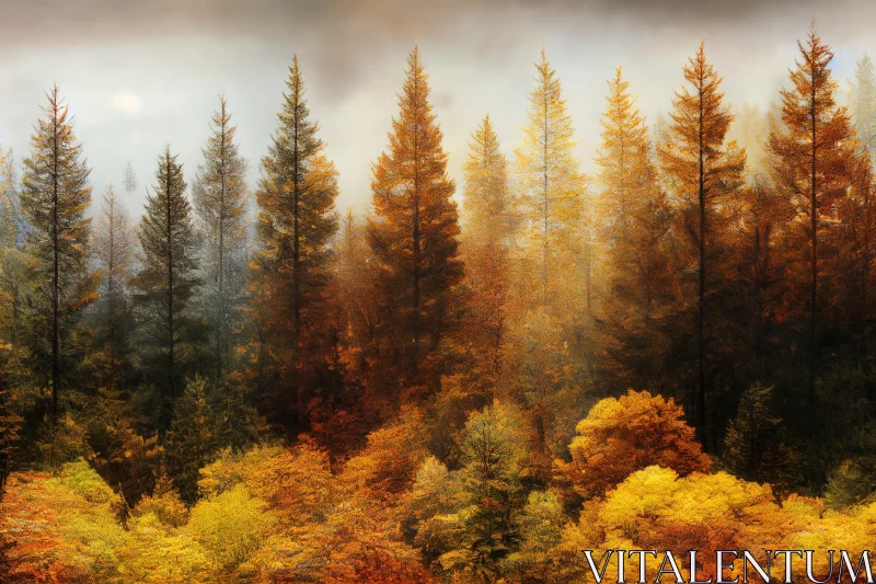 Colorful Tree Forest: A Realistic and Vibrant Nature Artwork AI Image