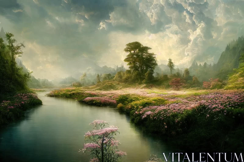 AI ART Ethereal Landscape with Flowers | Mesmerizing Natural Beauty