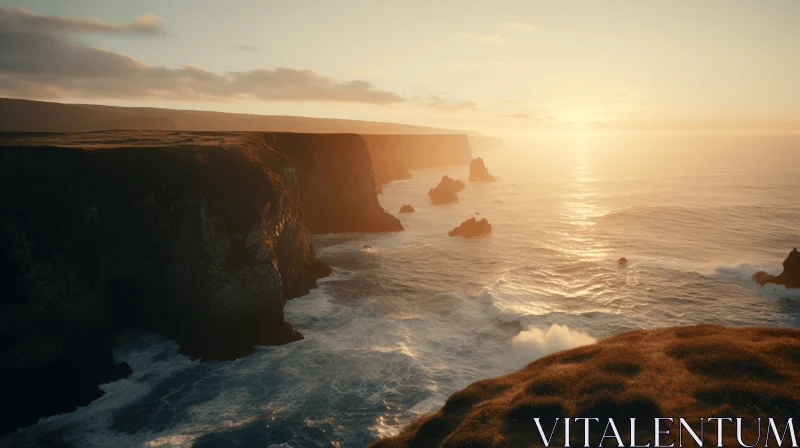 Majestic Sunrise Over Cliff and Ocean - Exquisite Nature Art AI Image