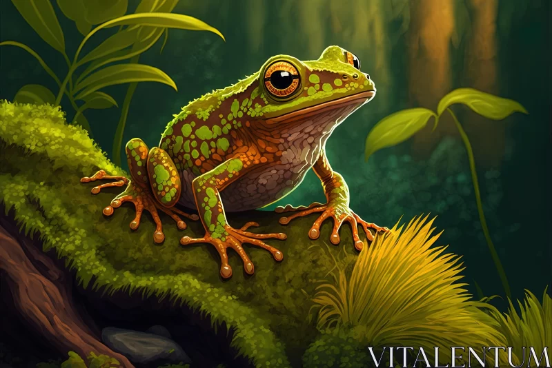 Stunning Hyper-Realistic Frog Illustration in a Rainforest AI Image
