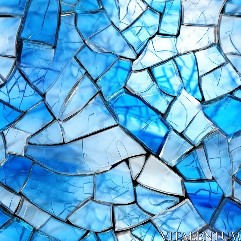 Blue Shades Broken Glass Texture for Design Projects AI Image