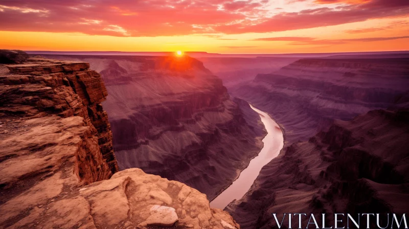 Grand Canyon Sunset in Colorado Waterfall National Park | Grand Canyon Dr AI Image