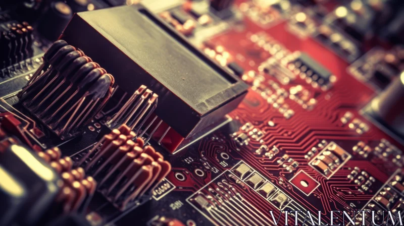Red and Black Circuit Board - Electronic Components Detail AI Image