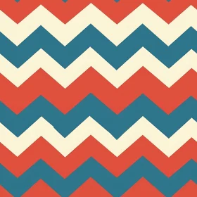 Red, White, and Blue Chevron Pattern - Retro Geometric Design