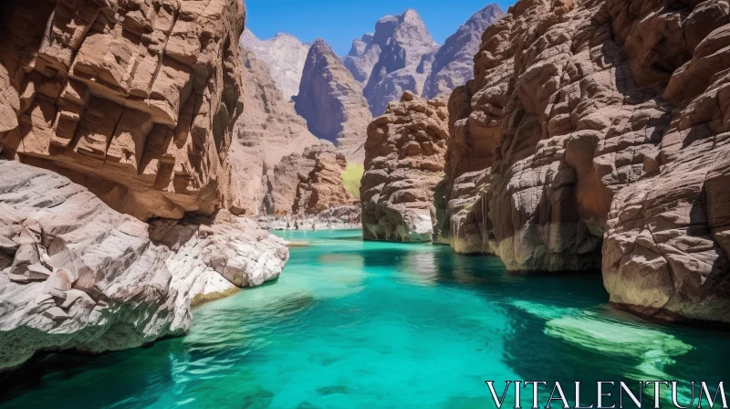 Captivating Canyon with Turquoise Water | Majestic Cliffs AI Image
