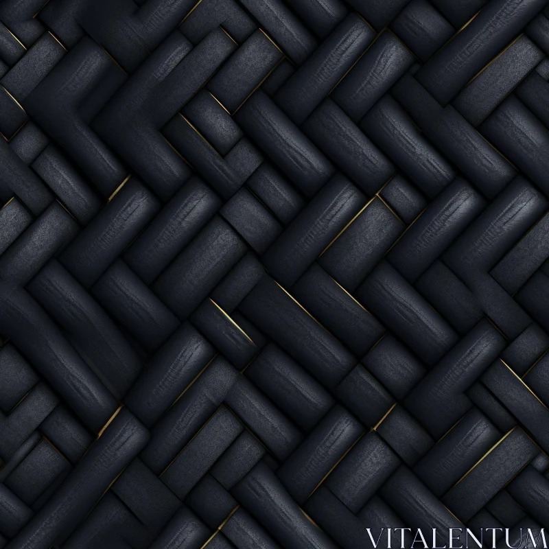 Luxurious Black Leather Texture with Gold Highlights AI Image