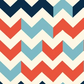 Retro Geometric Chevron Pattern in Red, Blue, and Cream
