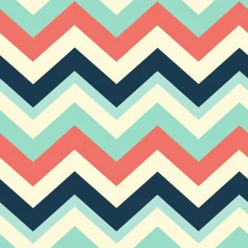 Retro Zig Zag Pattern in Coral, Blue, and Cream
