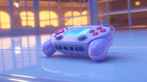 3D Rendering of Purple Gamepad for Video Game Console