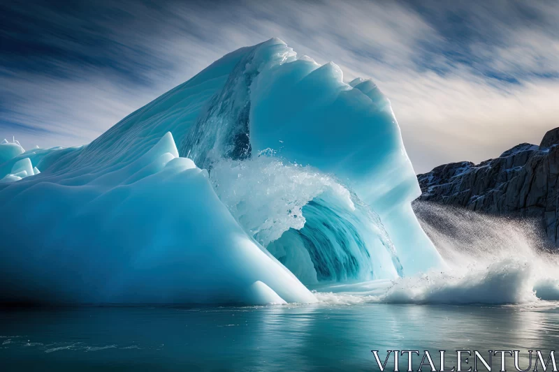 Captivating Nature Photography: Iceberg Breaking Through Water AI Image