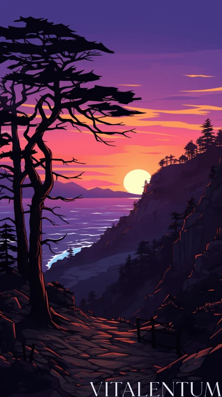 Captivating Sunset on the Coast - Nature Photography AI Image