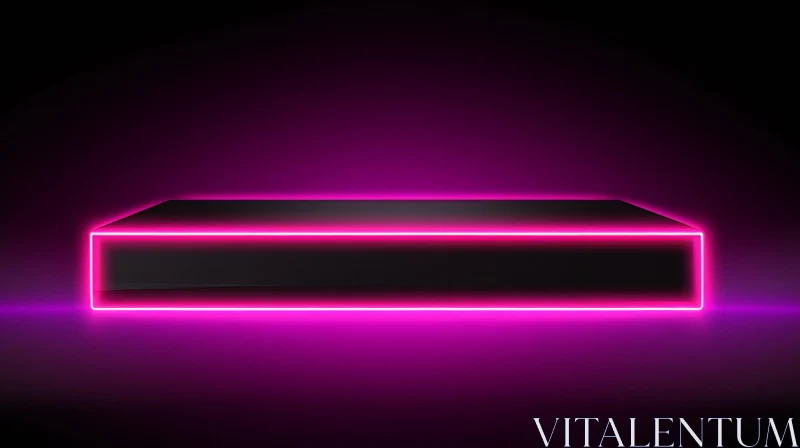 Glowing Pink Neon Lights on Black Platform AI Image
