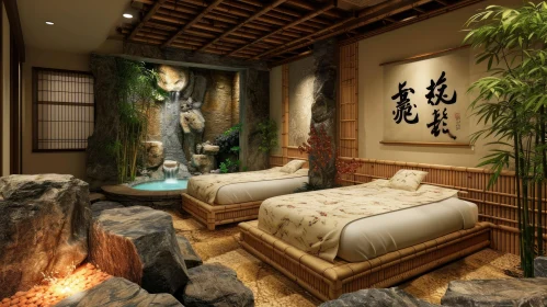 Traditional Japanese Bedroom: Peaceful 3D Rendering
