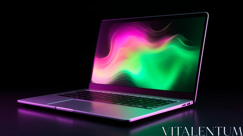 Brilliant Laptop Display on Dark Surface AI Image