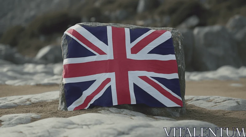 Captivating British Flag Art: Symbolic Props on a Rock AI Image