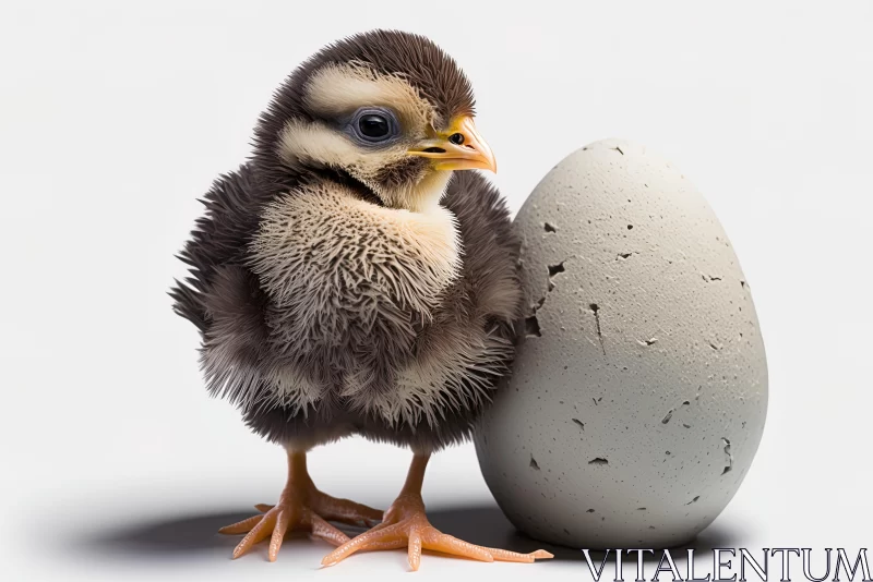 Captivating Image: Chick and Egg on White Background AI Image