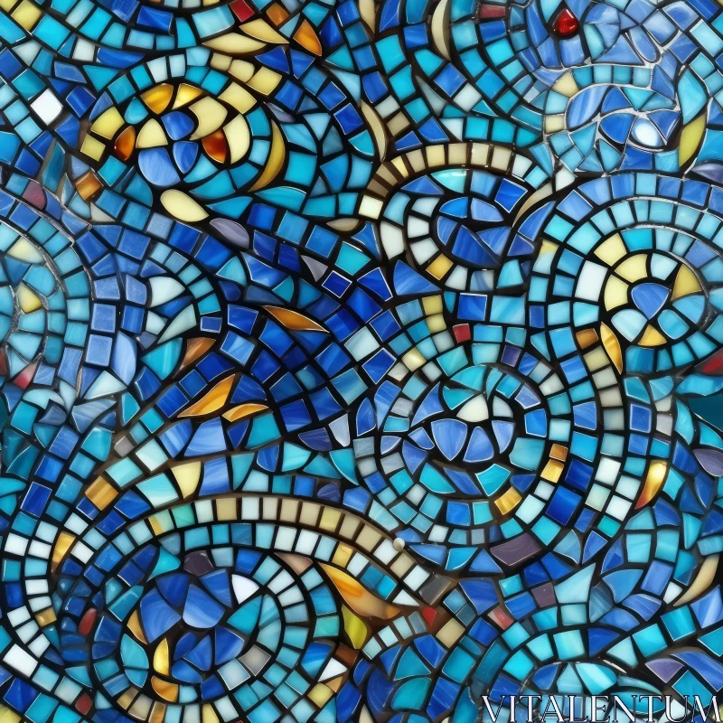 Colorful Glass Tile Mosaic on Black Background AI Image
