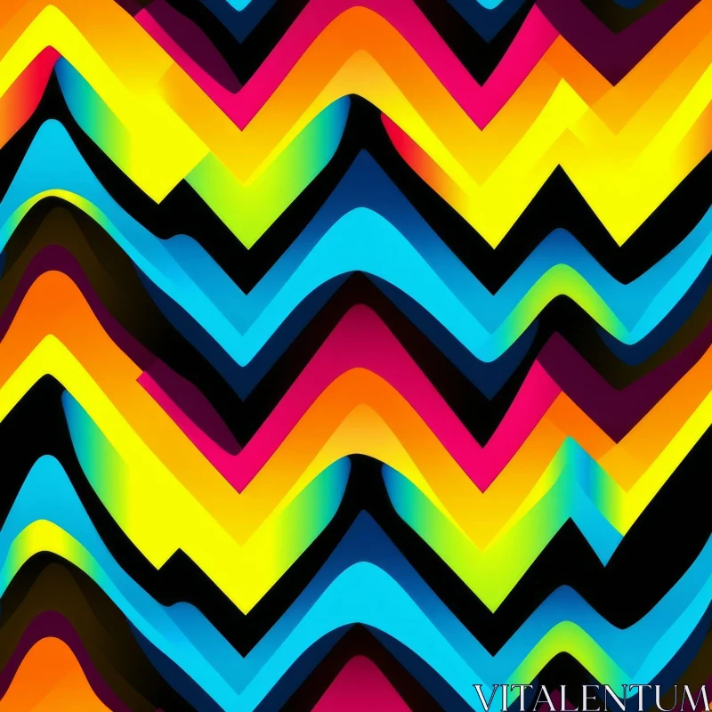 Colorful Neon Waves Pattern AI Image