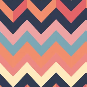 Retro Geometric Chevrons Pattern in Blue, Pink, Orange