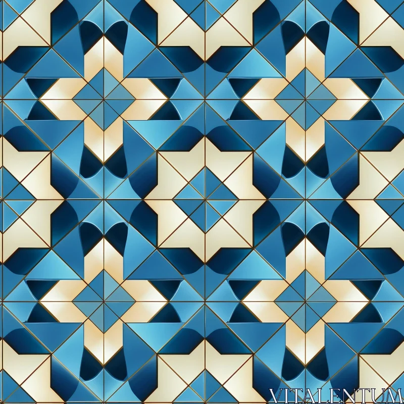 Blue and White Moroccan Tile Pattern AI Image