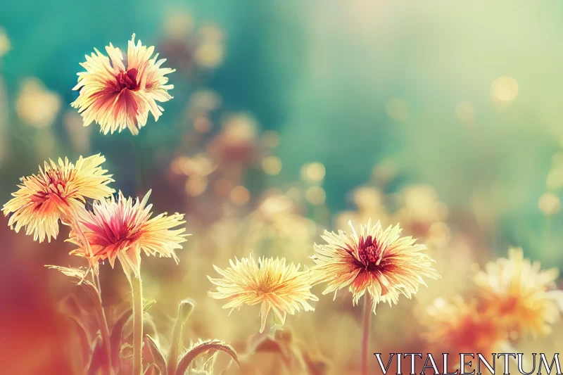 Charming Field of Flowers Bathed in Sunlight AI Image