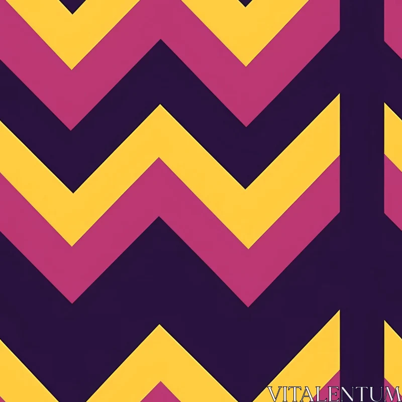 Modern Blue Geometric Pattern with Yellow and Pink Chevrons AI Image