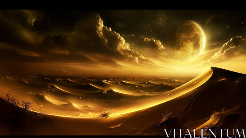 Night Desert Landscape: A Captivating and Serene Escape AI Image