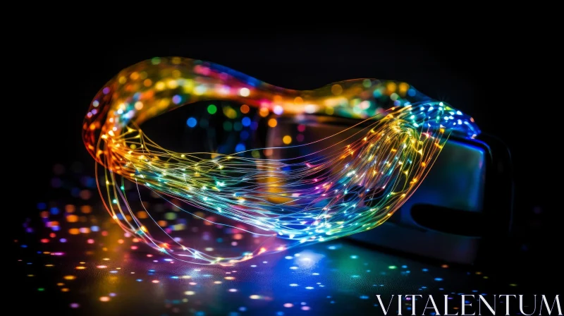 Colorful Glowing Fiber Optic Cable Stock Photo AI Image