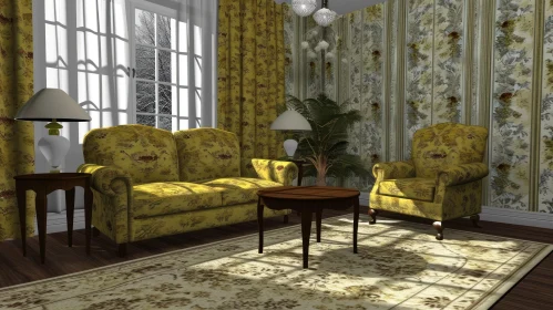Cozy Living Room with Floral Decor | 3D Rendering