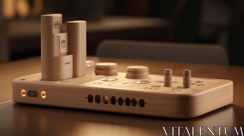 Futuristic Wooden Music Production Controller for Electronic Music AI Image