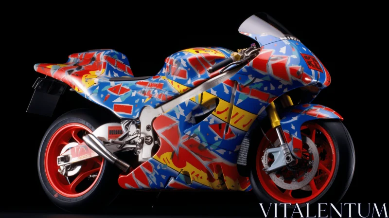 Intricately Painted Motorcycle with Vibrant Colors | Japanese Abstraction AI Image