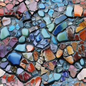 Detailed Mosaic Wall in Blue and Green