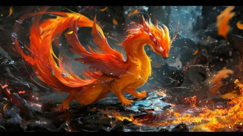 Fiery Dragon Digital Painting - Majestic Fantasy Art