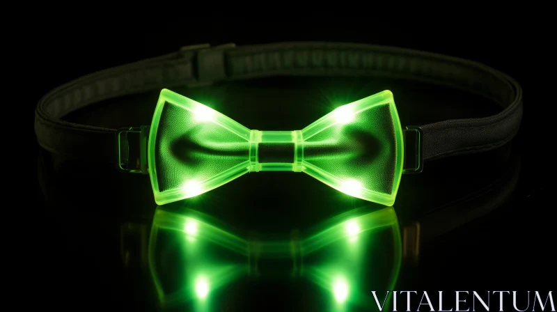 Futuristic Black Bow Tie with Green LED Lights AI Image