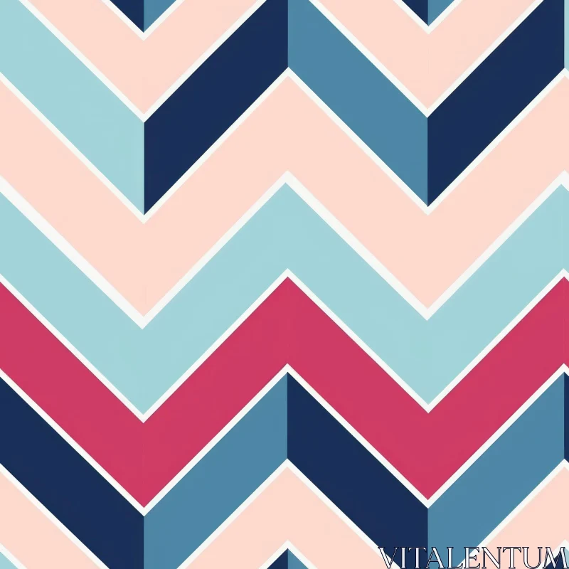 Geometric Zig Zag Pattern in Blue, Pink, White AI Image