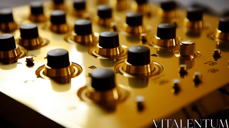 Gold-Colored Audio Mixer Close-Up AI Image