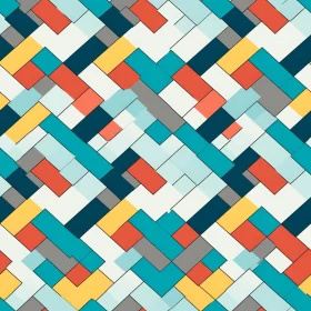 Herringbone Geometric Pattern in Blue, Green, and White