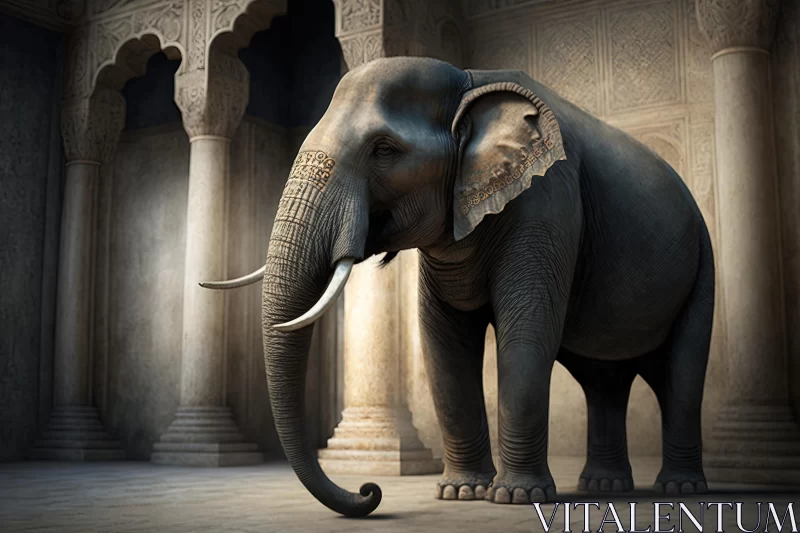 Majestic Elephant in Opulent Room: Orientalism Inspired Art AI Image